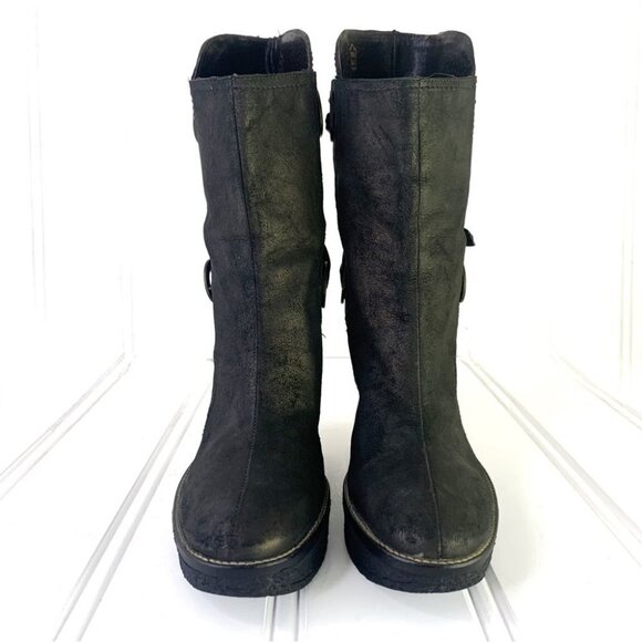 SCARPA LEATHER BOOTS GREEN BOOTS LACE UP BOOTS WEDGE BOOTS MADE IN ITALY SIZE 38 - Picture 4 of 16